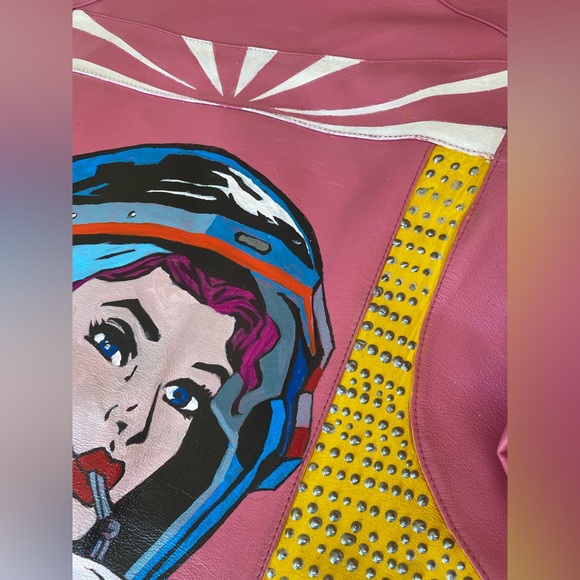 INCREDIBLE vintage leather jacket with custom pop art - Picture 7 of 7